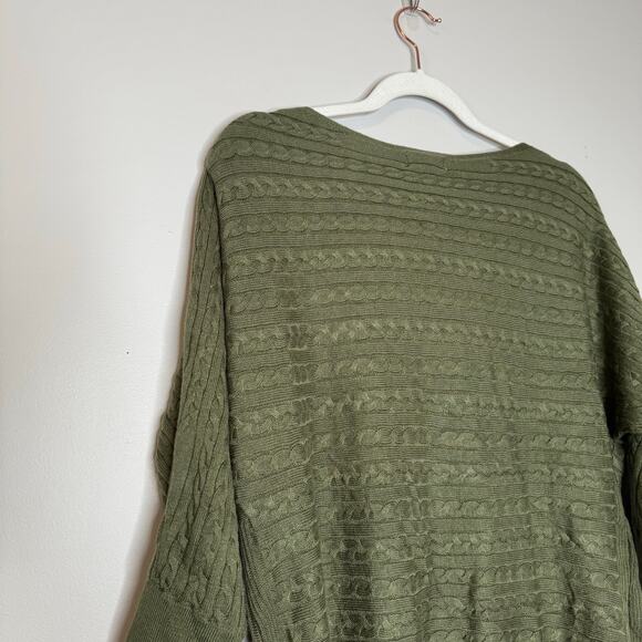 Market & Spruce Green Cable Knit Boat Neck Sweater Top NWT Women’s XS - Picture 7 of 10